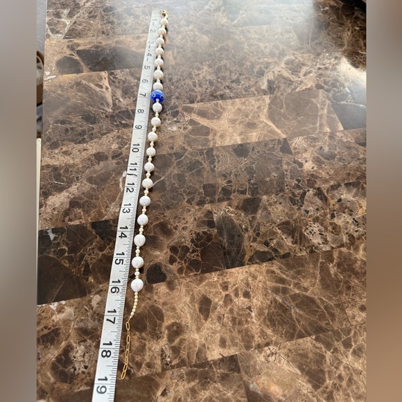 Elegant Pearl and Blue Murano Evil Eye Necklace & one Hair Clip - Picture 2 of 9